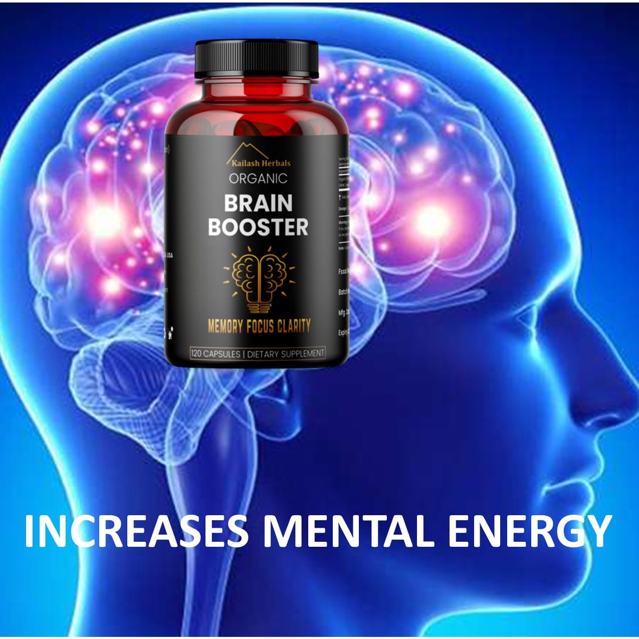 Organic Brain Booster, Nootropic Brain Supplement, Bacopa Monnieri/Brahmi, for Mental Sharpness, Focus, Memory, and Cognitive Wellness, 120 Capsules 500mg, 2 Month Supply