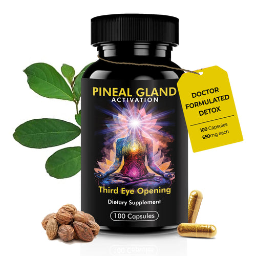 Kailash Herbals Pineal Gland Activation Formula bottle – 100 vegan capsules to detox, decalcify, and boost intuition and clarity.